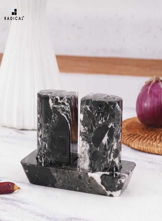 Radicaln Marble Salt and Pepper Shakers - 2.5" Black Handcrafted Stone Spice Set for Kitchen Table, Saleros Pink Salt Holder, Farmhouse Kitchen Decor, Elegant Home Essentials - Image 4