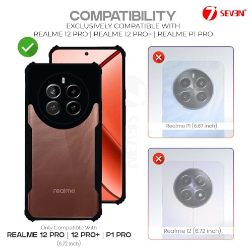 7-Seven 7SEVEN® Ipacky Back Cover for Realme 12 Pro | 12 Pro Plus | P1 Pro Mobile Back Case Shock Proof Design Camera Edges Protection Crystal Clear Phone Case Precise Cutouts Matte Black Soft Bumper Cover - Image 2