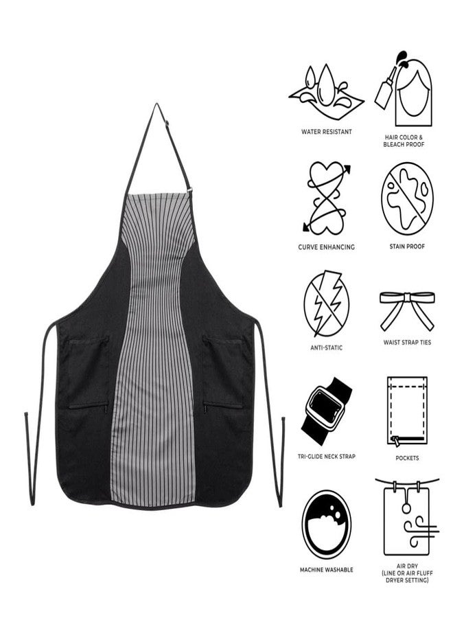 كريكيت مريلة تصفيف الشعر من كريكت للتنحيف - خفيفة الوزن، مقاومة للماء، قابلة للتعديل، مزودة بجيوب، مثالية لمصففي الشعر وخبراء التجميل - مخططة باللون الرمادي - Image 3