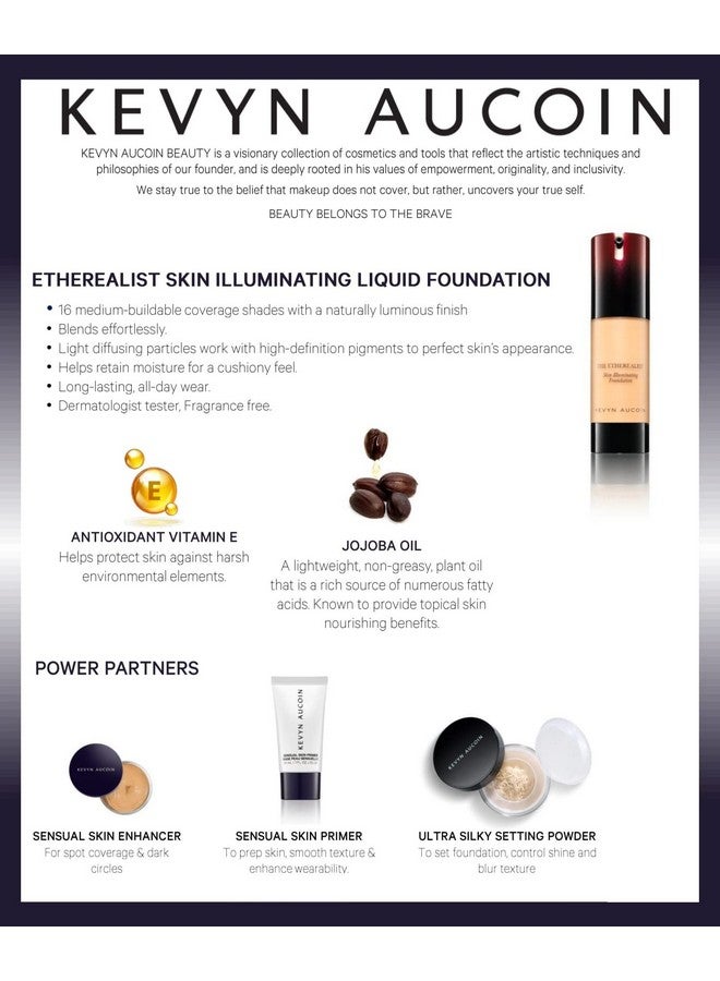 كيفين أوكوين كريم أساس Etherealist Skin Illuminating Foundation Ef 08 (متوسط) ذو ظل مريح وخالي من اللمعان ومرطب ناعم. تغطية متوسطة إلى كاملة. فنان الماكياج اذهب إلى. مظهر مشرق وطبيعي - Image 4