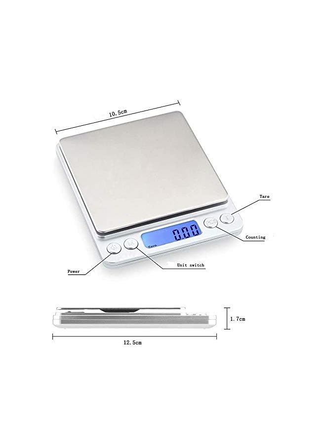 IAF Kitchen Scale, 500g 0.001oz/ 0.01g Pocket Cooking Scale, Mini Food Scale, Pro Electronic Jewelry Scale with Back-Lit LCD Display, Tare & PCS Functions, Stainless Steel - Image 3