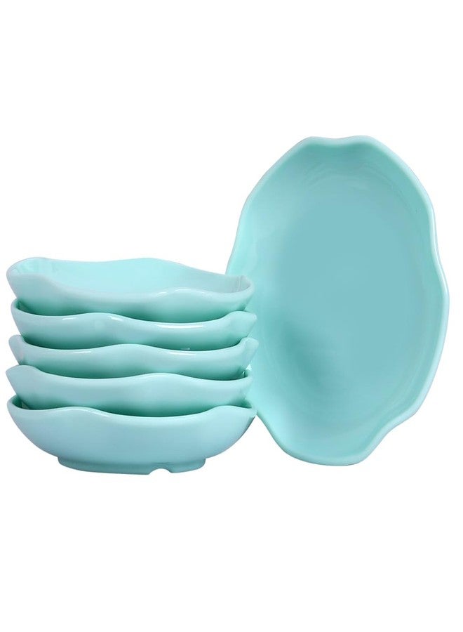 CORNET Polypropylene Cut Chaat Plate and BowlSet of 4 - 5.5 Inch Flower Shaped Microwave Safe Serving Plates for Hot & Cold Snacks - Unbreakable, BPA-Free, Dishwasher Safe (Blue) - Image 1