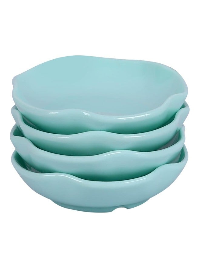 CORNET Polypropylene Cut Chaat Plate and BowlSet of 4 - 5.5 Inch Flower Shaped Microwave Safe Serving Plates for Hot & Cold Snacks - Unbreakable, BPA-Free, Dishwasher Safe (Blue) - Image 2