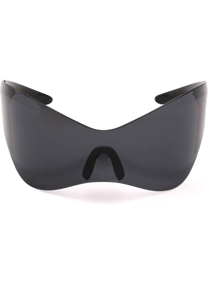 Generic Oversized Futuristic Sunglasses for Men Women Alien Wrap Around Shield Fashion Chic Mask Sun Glasses Shades  - Image 1