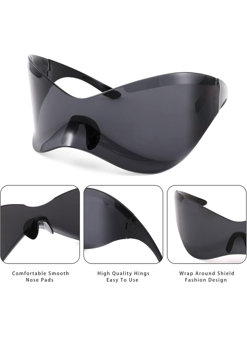 Generic Oversized Futuristic Sunglasses for Men Women Alien Wrap Around Shield Fashion Chic Mask Sun Glasses Shades  - Image 2