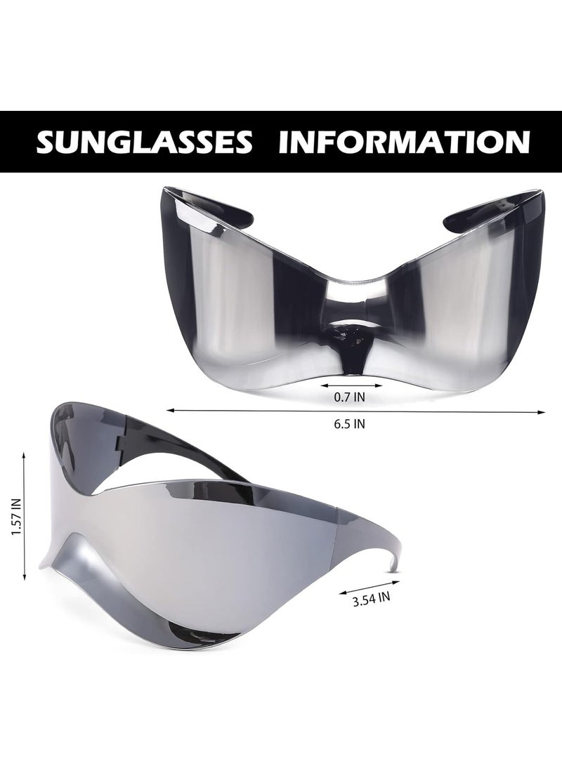 Generic Oversized Futuristic Sunglasses for Men Women Alien Wrap Around Shield Fashion Chic Mask Sun Glasses Shades  - Image 4