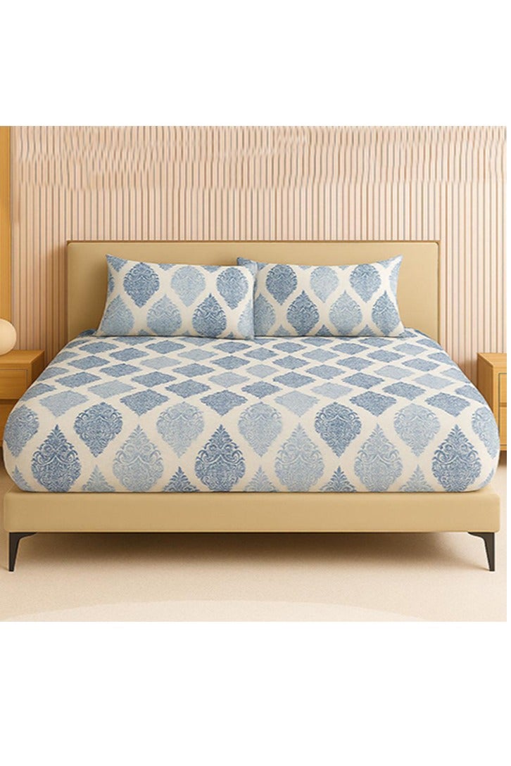 سنوز طقم ملاية سرير باستيك 3 قطع، ملايه مقاس زوجي + 2 كيس وسادة إضافي، تصميم رويال - Image 2