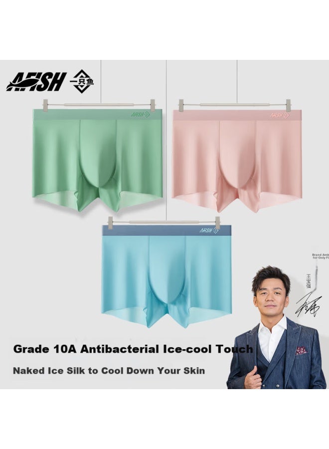 A FISH Men's Ice Silk Summer 10a Grade Seamless Antibacterial Underwear With Cool And Thin Feeling, Boxer Briefs With Flat Angle Crotch, 5-pack - Image 1