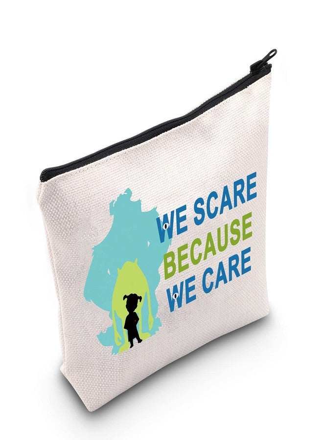 LEVLO Funny Monsters Movie Cosmetic Make Up Bag Mike Sully Boo Fans Gift We Scare Because We Care Makeup Zipper Pouch Bag (We Scare Because) - Image 1
