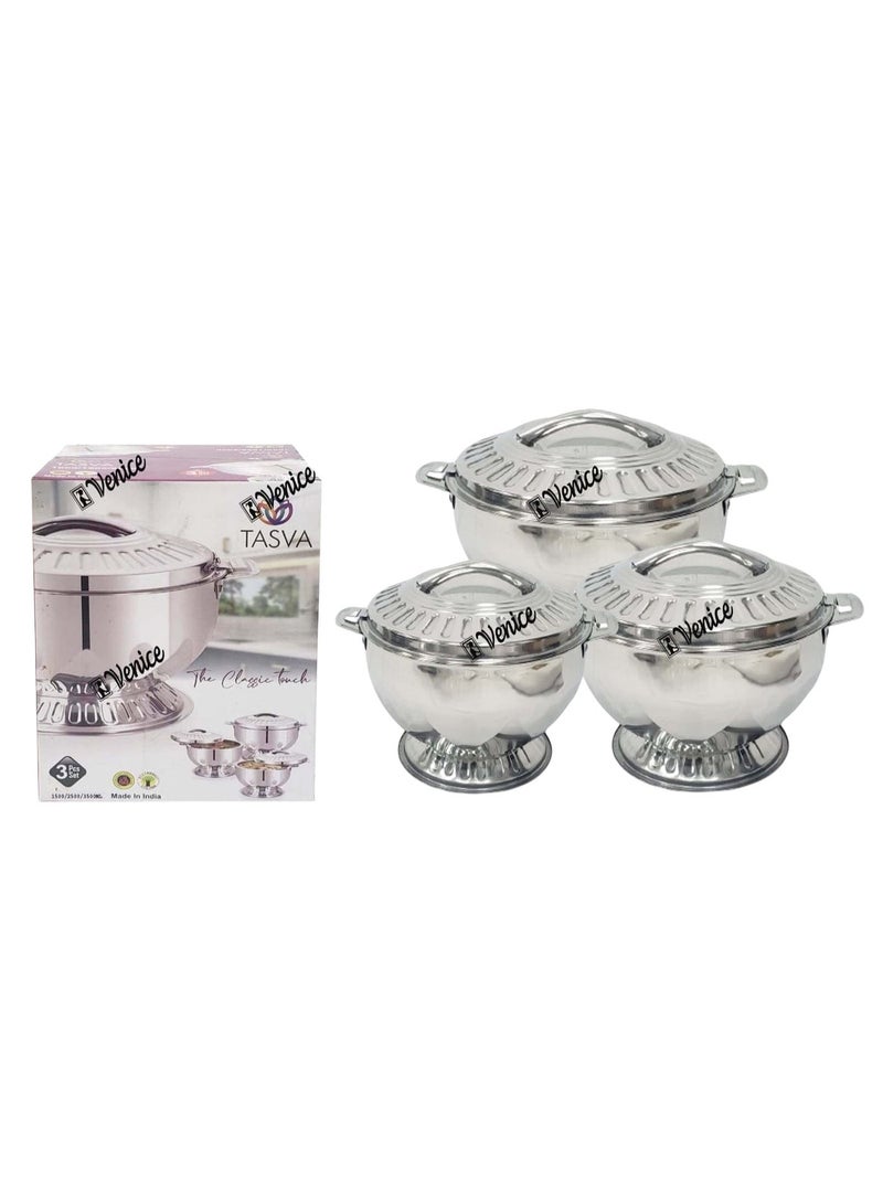 Venice High-Quality Blossom Stainless Steel Insulated Hot Pot Set – 3-Piece Thermal Food Warmer (3500ml, 5000ml, 7500ml) - Image 1