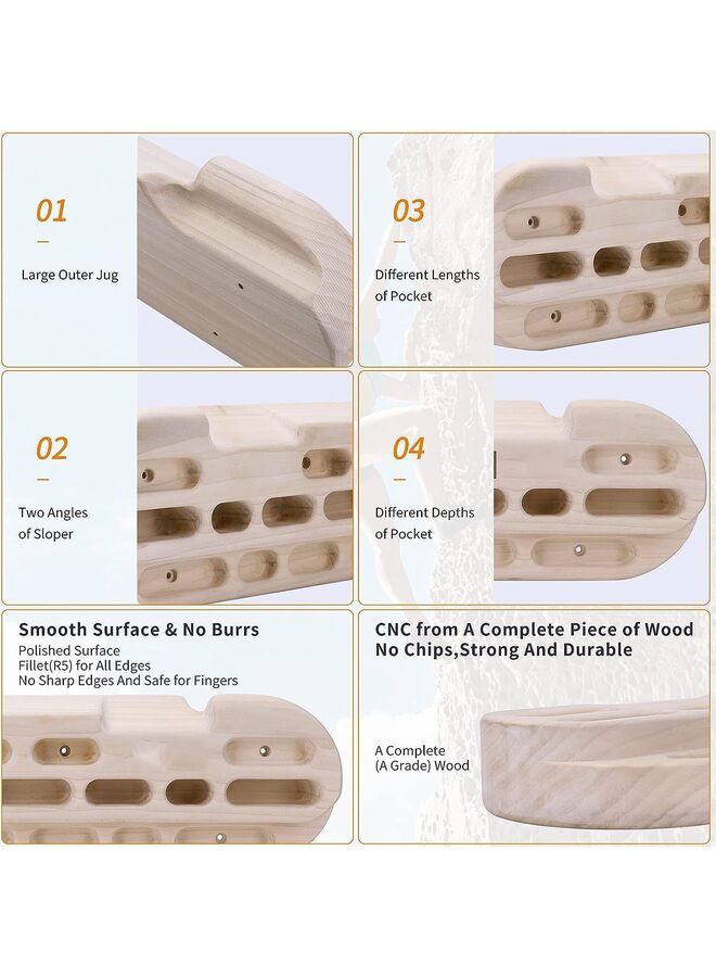 LAMAY Climbing Hangboard Rock Climbing Training as Climbing Fingerboard with Jugs, Slopes and Edges, Pockets as Door Mounted Training Station Rock Climbing Pull Up Bar - Image 3