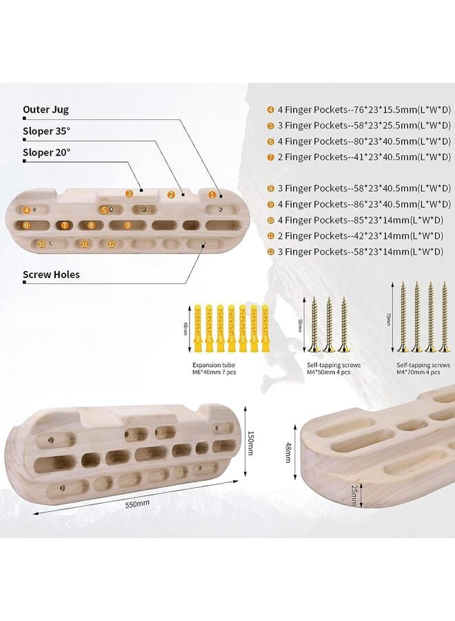 LAMAY Climbing Hangboard Rock Climbing Training as Climbing Fingerboard with Jugs, Slopes and Edges, Pockets as Door Mounted Training Station Rock Climbing Pull Up Bar - Image 2