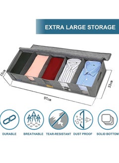 Relex Under Bed Storage Bag, Fabric Storage Containers with Reinforced Handle, Underbed Foldable Storage bag with 5 Clear Windows for Clothing, Shoes, Blankets, Sweaters, Toys (2 Pcs)  - Image 3