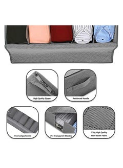Relex Under Bed Storage Bag, Fabric Storage Containers with Reinforced Handle, Underbed Foldable Storage bag with 5 Clear Windows for Clothing, Shoes, Blankets, Sweaters, Toys (2 Pcs)  - Image 5