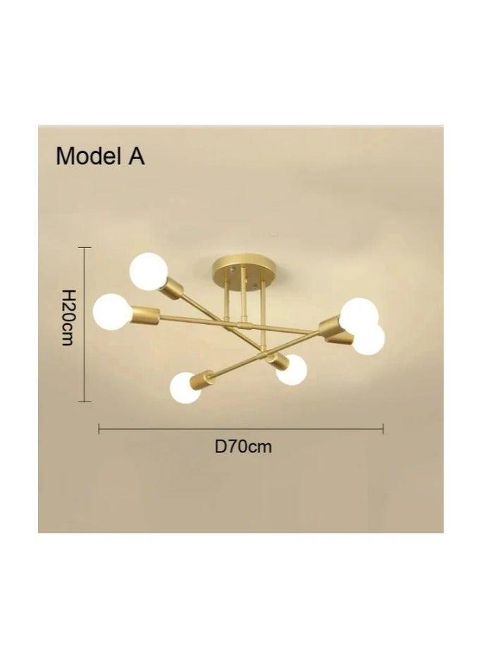 مصباح سقف متدلي ذو 6 رؤوس على شكل قلادة إضاءة نورديك بسيط مصباح سقف LED مناسب لغرف النوم، المصابيح غير متضمنة - Image 4
