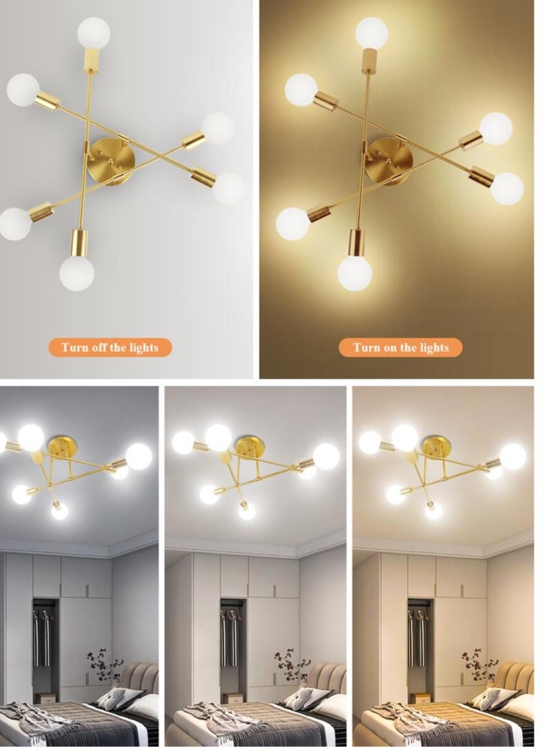 مصباح سقف متدلي ذو 6 رؤوس على شكل قلادة إضاءة نورديك بسيط مصباح سقف LED مناسب لغرف النوم، المصابيح غير متضمنة - Image 3
