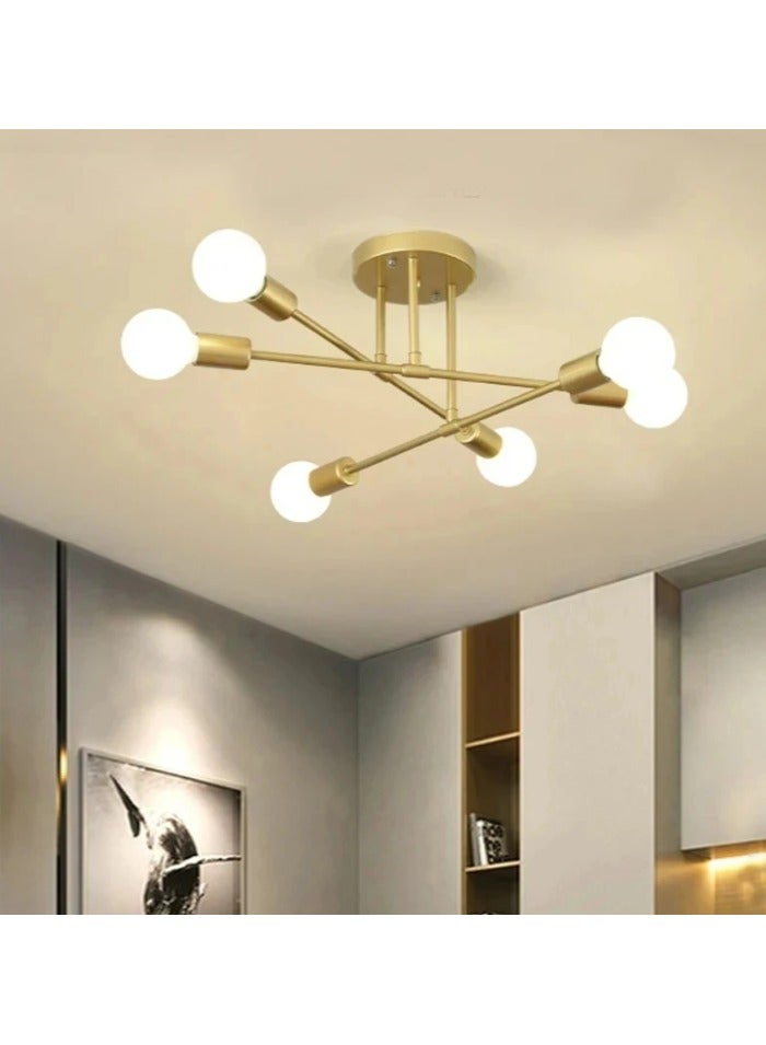 مصباح سقف متدلي ذو 6 رؤوس على شكل قلادة إضاءة نورديك بسيط مصباح سقف LED مناسب لغرف النوم، المصابيح غير متضمنة - Image 1