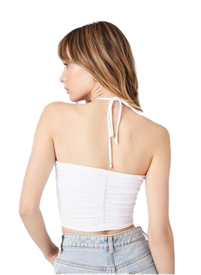 FOREVER 21 - Ruched Cutout Halter Crop Top - Image 1