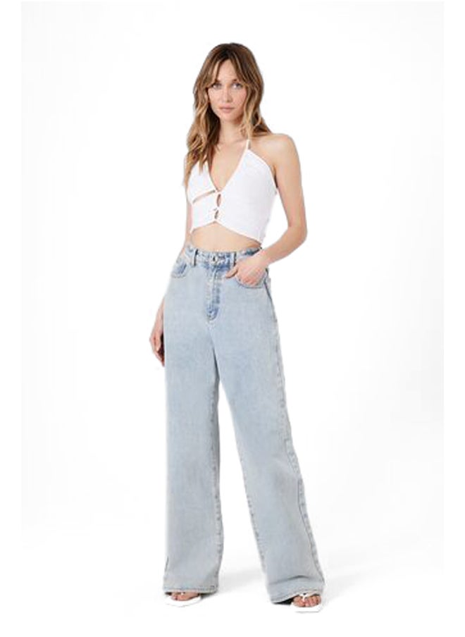 FOREVER 21 - Ruched Cutout Halter Crop Top - Image 1