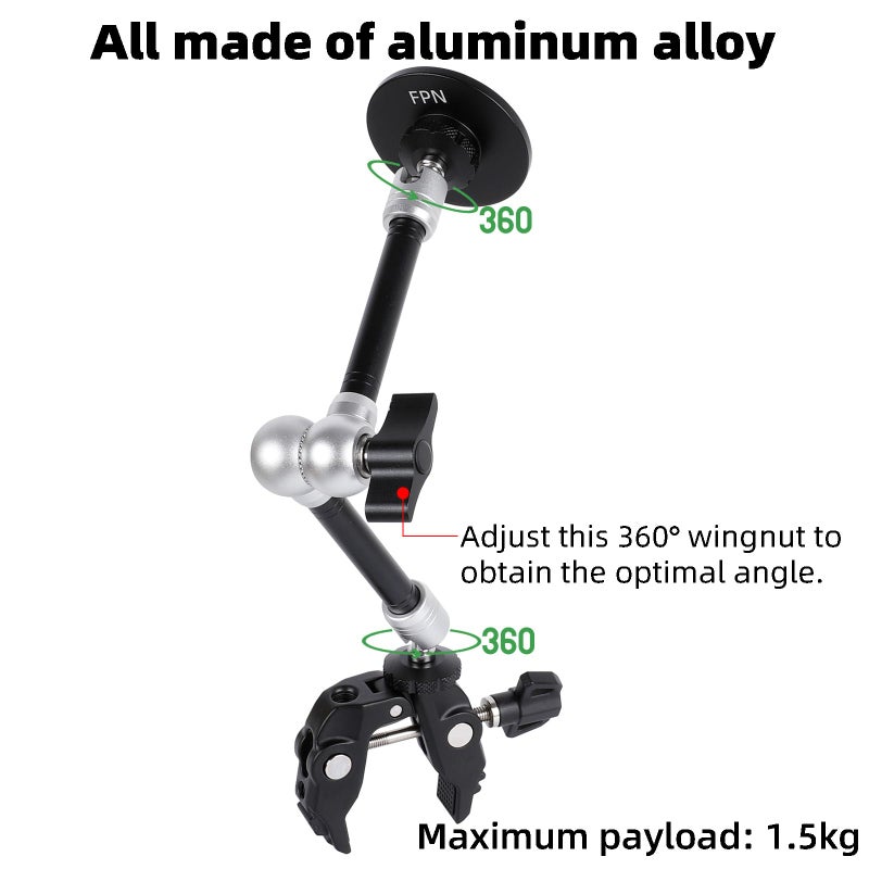 FPN All-Metal Magnetic Phone Holder with Super Clamp&10â€³ Long Arm for Magsafe, Adjustable Rear View Mirror Phone Holder Mount for Car/Truck/Handlebar, Compatible with iPhone 16 15 14 13 12 Series - Image 3