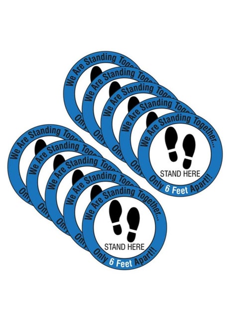 SYOSI Social Distancing Floor Decals Safety Floor Sign Marker Stand Here Floor Sticker for Grocery Store School, 10PCS/Set 12” /30cm