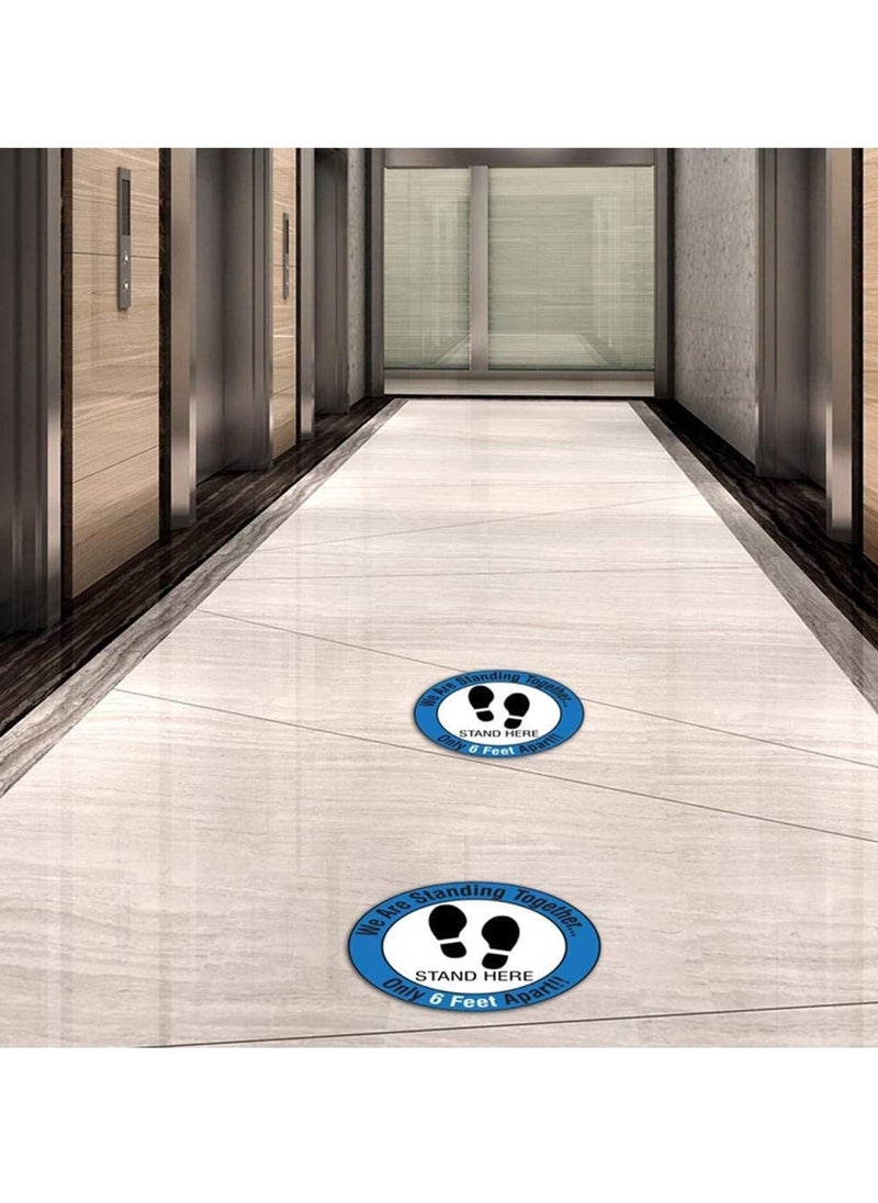SYOSI - SYOSI Social Distancing Floor Decals Safety Floor Sign Marker Stand Here Floor Sticker for Grocery Store School, 10PCS/Set 12” /30cm - Image 1