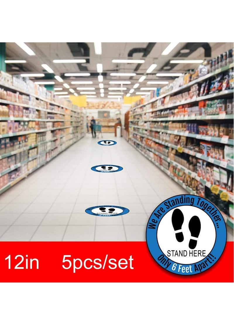 SYOSI - SYOSI Social Distancing Floor Decals Safety Floor Sign Marker Stand Here Floor Sticker for Grocery Store School, 10PCS/Set 12” /30cm - Image 1