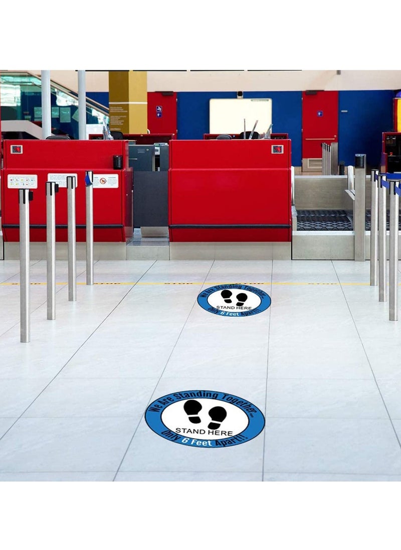 SYOSI - SYOSI Social Distancing Floor Decals Safety Floor Sign Marker Stand Here Floor Sticker for Grocery Store School, 10PCS/Set 12” /30cm - Image 1