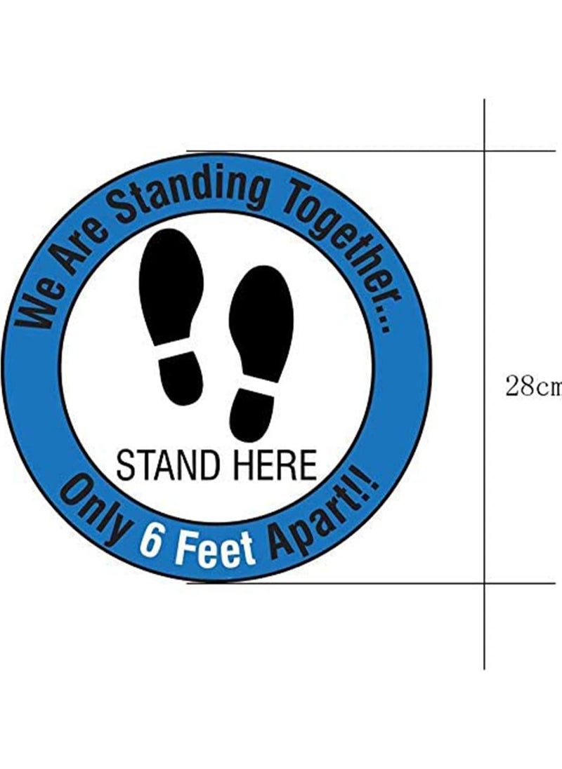 SYOSI - SYOSI Social Distancing Floor Decals Safety Floor Sign Marker Stand Here Floor Sticker for Grocery Store School, 10PCS/Set 12” /30cm - Image 1