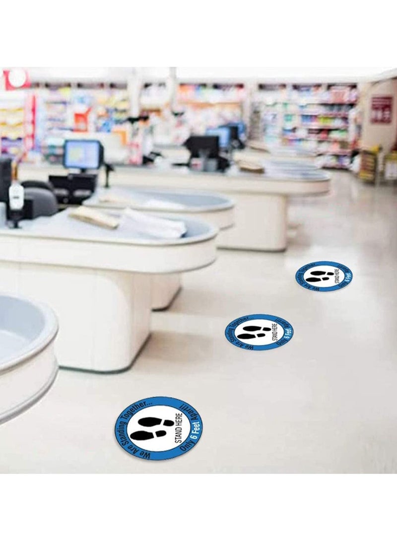SYOSI - SYOSI Social Distancing Floor Decals Safety Floor Sign Marker Stand Here Floor Sticker for Grocery Store School, 10PCS/Set 12” /30cm - Image 1