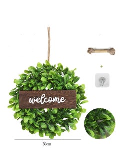Y&D Welcome Sign with Wreaths Rustic Front Door Decor Wood Hanging Artificial Eucalyptus Farmhouse Porch Decorations for Home Wedding Gift 