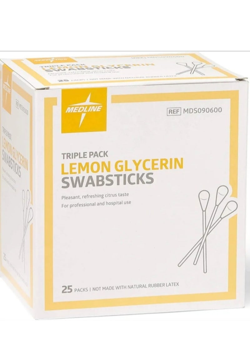 Medline Lemon & Glycerin Swab Sticks Oral Care Products for Dry Mouth & Throat Moisturizing & Refreshing 75 Count - Image 3