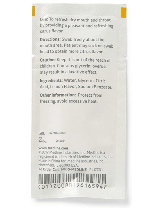 Medline Lemon & Glycerin Swab Sticks Oral Care Products for Dry Mouth & Throat Moisturizing & Refreshing 75 Count - Image 5