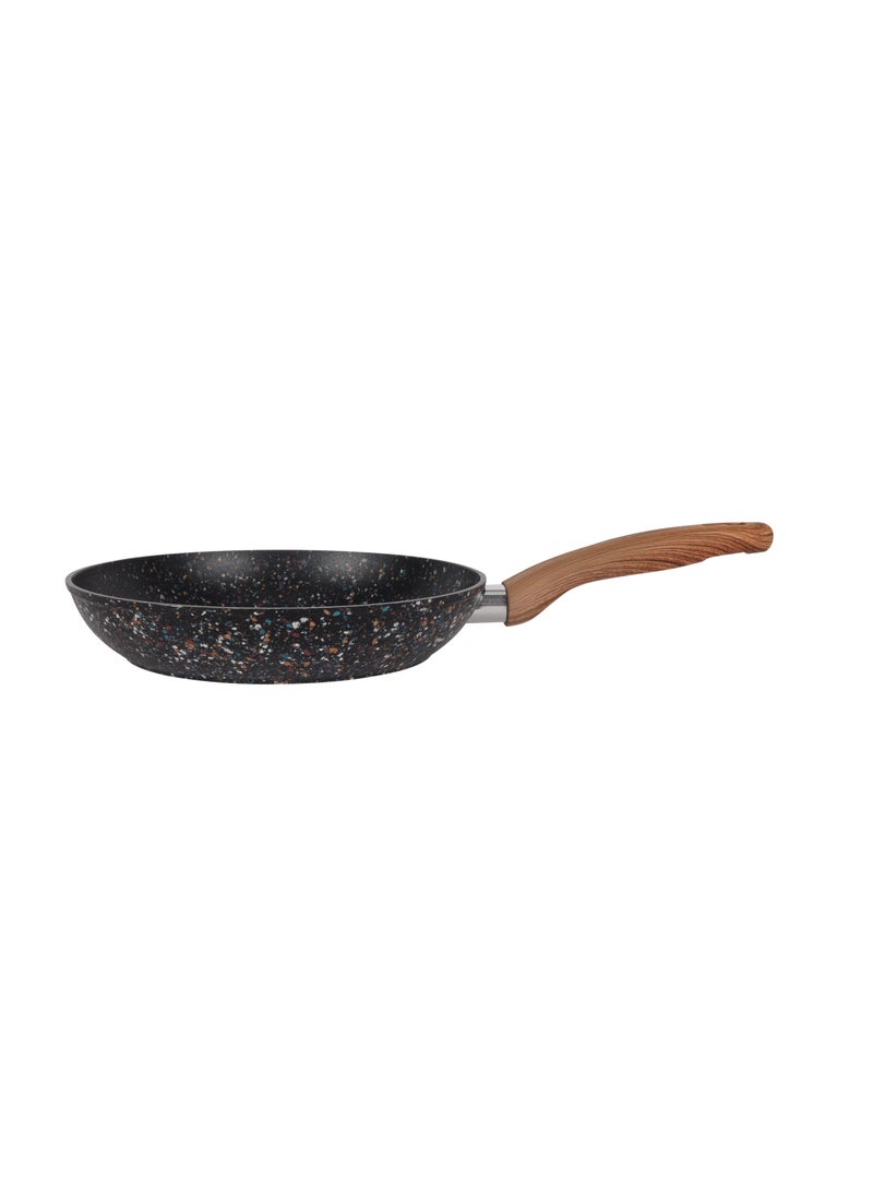 Royalford 24 cm Multistone Frypan- RF12011/ Strong Forged Aluminum Body with Granite Coating and Heat Resistant Wooden Finish Handle/ Induction Bottom Black - Image 4