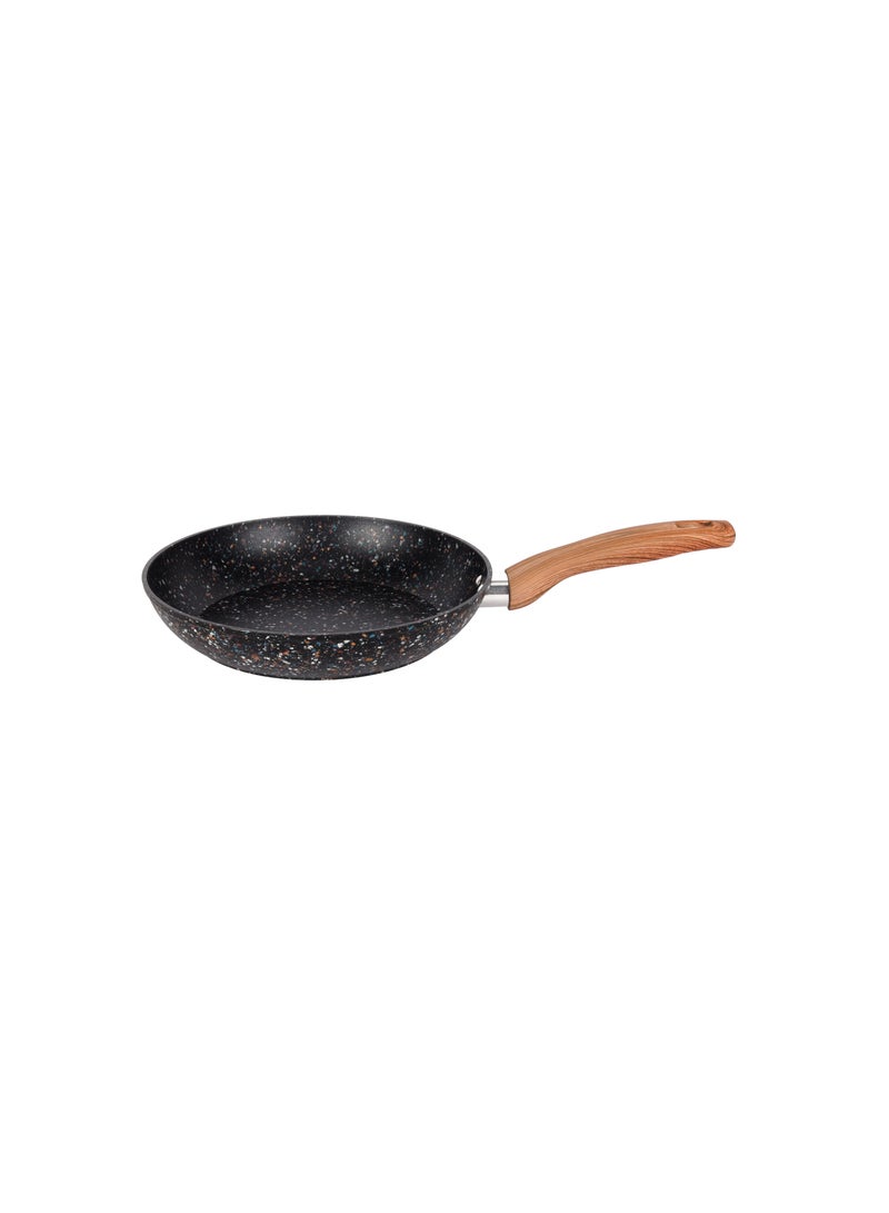 Royalford 24 cm Multistone Frypan- RF12011/ Strong Forged Aluminum Body with Granite Coating and Heat Resistant Wooden Finish Handle/ Induction Bottom Black - Image 3