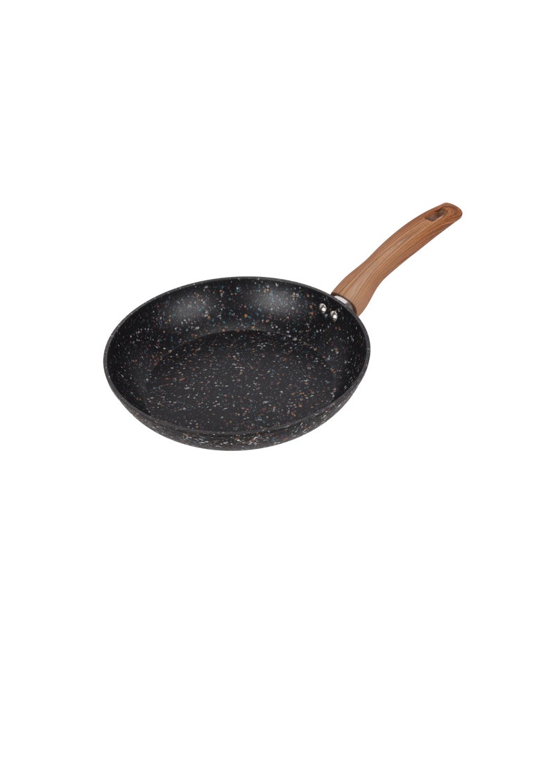 Royalford 24 cm Multistone Frypan- RF12011/ Strong Forged Aluminum Body with Granite Coating and Heat Resistant Wooden Finish Handle/ Induction Bottom Black - Image 2
