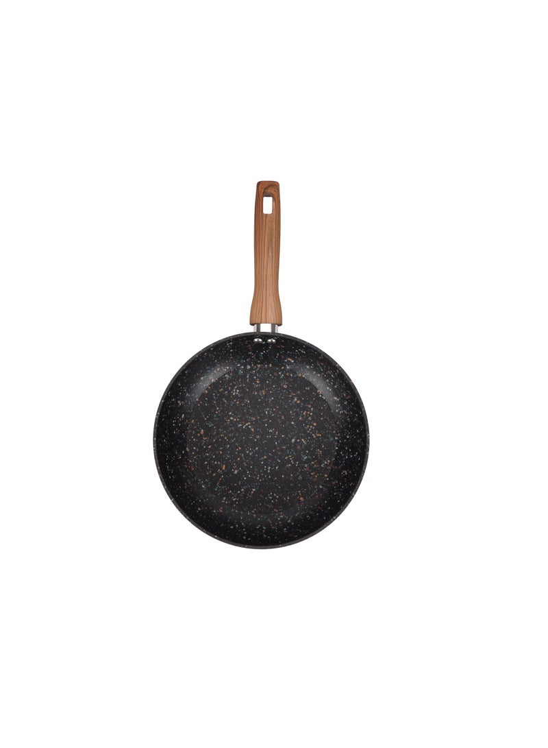 Royalford 24 cm Multistone Frypan- RF12011/ Strong Forged Aluminum Body with Granite Coating and Heat Resistant Wooden Finish Handle/ Induction Bottom Black - Image 5