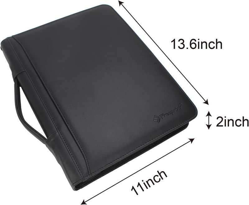 Freeprint Portfolio 3-Ring Binder Organizer with Handle Zippered Padfolio Writing Pad Legal Size Notebook Business Folder Resume Interview for Men Women, Black - Image 2