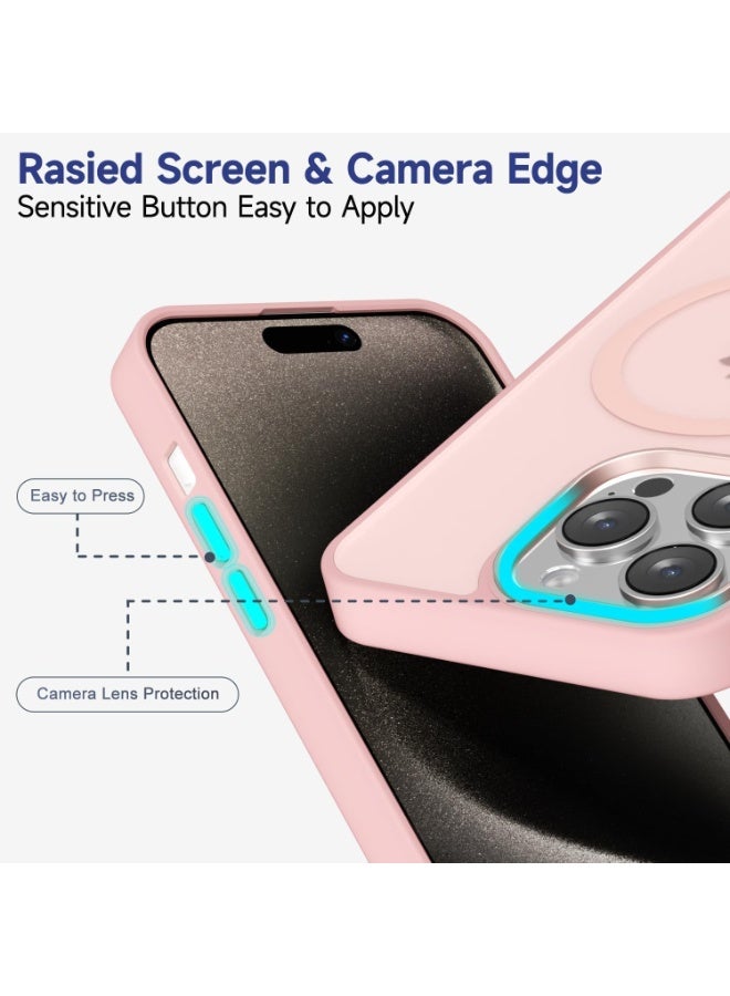 أكاليكس جراب مغناطيسي لهاتف آيفون 15 برو [مقاوم للصدمات ونحيف] غطاء خلفي صلب غير لامع مع حماية عالية الجودة | وردي - Image 5