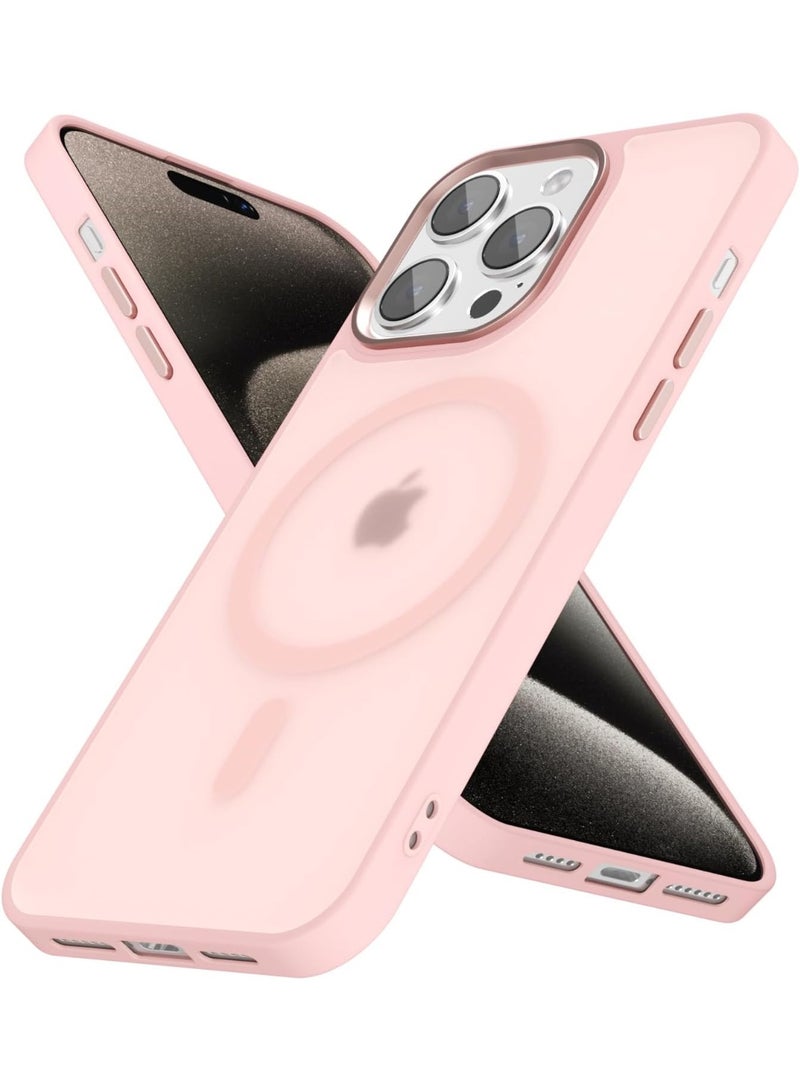 أكاليكس جراب مغناطيسي لهاتف آيفون 15 برو [مقاوم للصدمات ونحيف] غطاء خلفي صلب غير لامع مع حماية عالية الجودة | وردي - Image 1