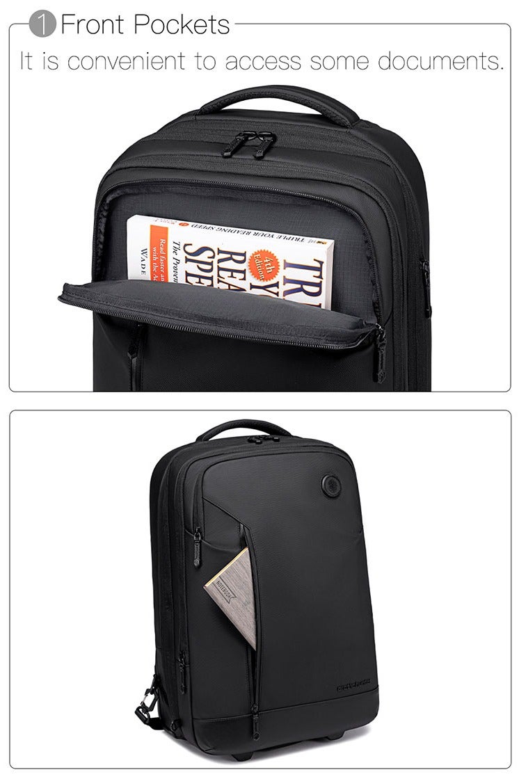 أركتيك هانتر حقيبة مدرسية بعجلات، حقيبة ظهر قابلة للتوسيع للسفر والعمل مع حجرة للكمبيوتر المحمول للرجال - Image 5