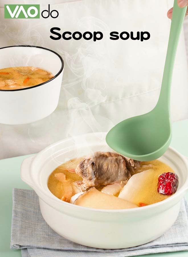 VAOdo 5 Piece Cookware Set Silicone Material Multifunctional Kitchen Utensils Dishwasher Safe Green - Image 4