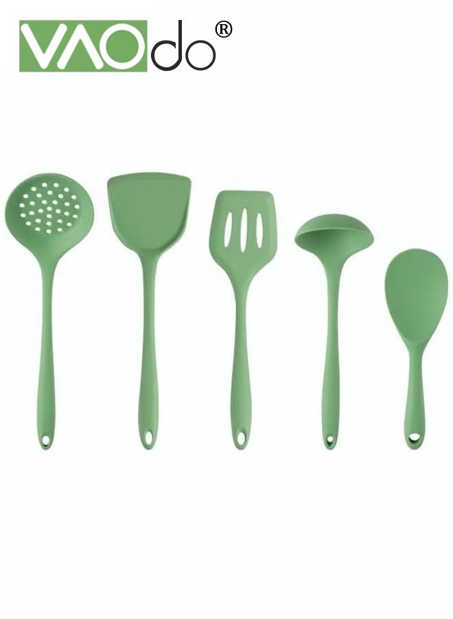 VAOdo 5 Piece Cookware Set Silicone Material Multifunctional Kitchen Utensils Dishwasher Safe Green - Image 1