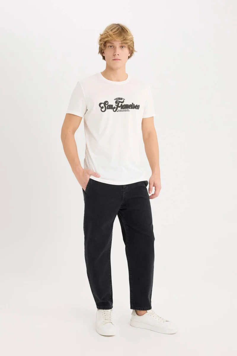 Defacto Slim Fit Crew Neck Printed Short Sleeve T-Shirt