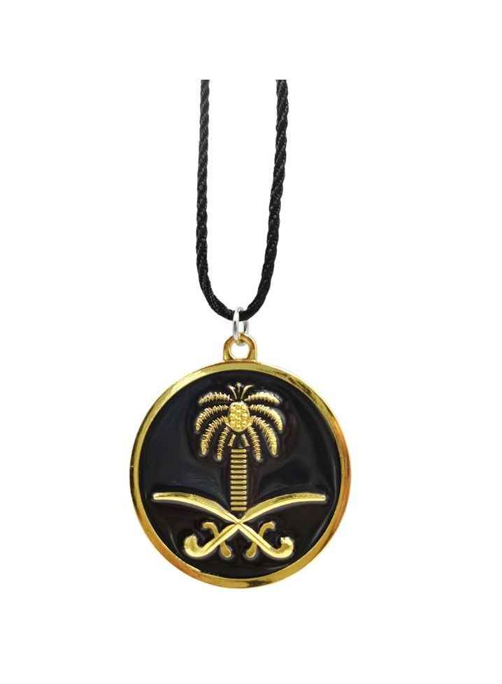 NMC Car Mirror Hanging Pendant For Saudi Arabia National Emblem Logo Hanging Pendant Mini Metal Decoration Chain with Saudi Arabian Emblem Pendant 1Pcs - Image 1