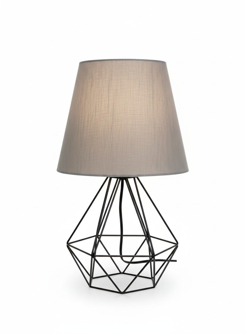 El Rawda Lighting Table Lamp  With A Unique Fabric  And Metal - Modern Table Lamp for Bedroom & Living Room - | Color: Black × Grey | Size: 45x25x25 cm - Image 1