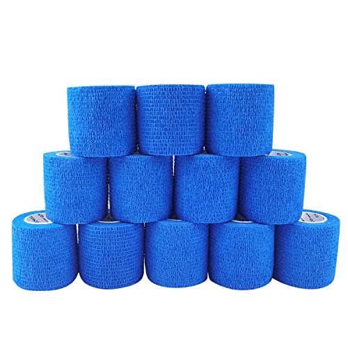 COMOmed Self Adherent Cohesive Bandage 2x5 Yards First Aid Bandages Stretch Sport Athletic Wrap Vet Tape for Wrist Ankle Sprain and SwellingBlue12 Rolls - Image 2