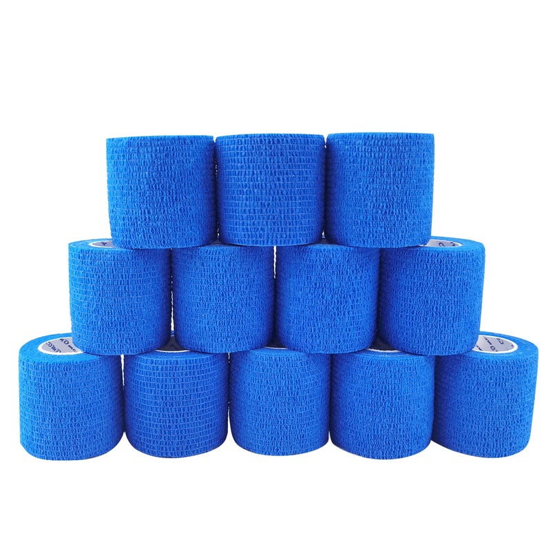 COMOmed Self Adherent Cohesive Bandage 2x5 Yards First Aid Bandages Stretch Sport Athletic Wrap Vet Tape for Wrist Ankle Sprain and SwellingBlue12 Rolls - Image 3
