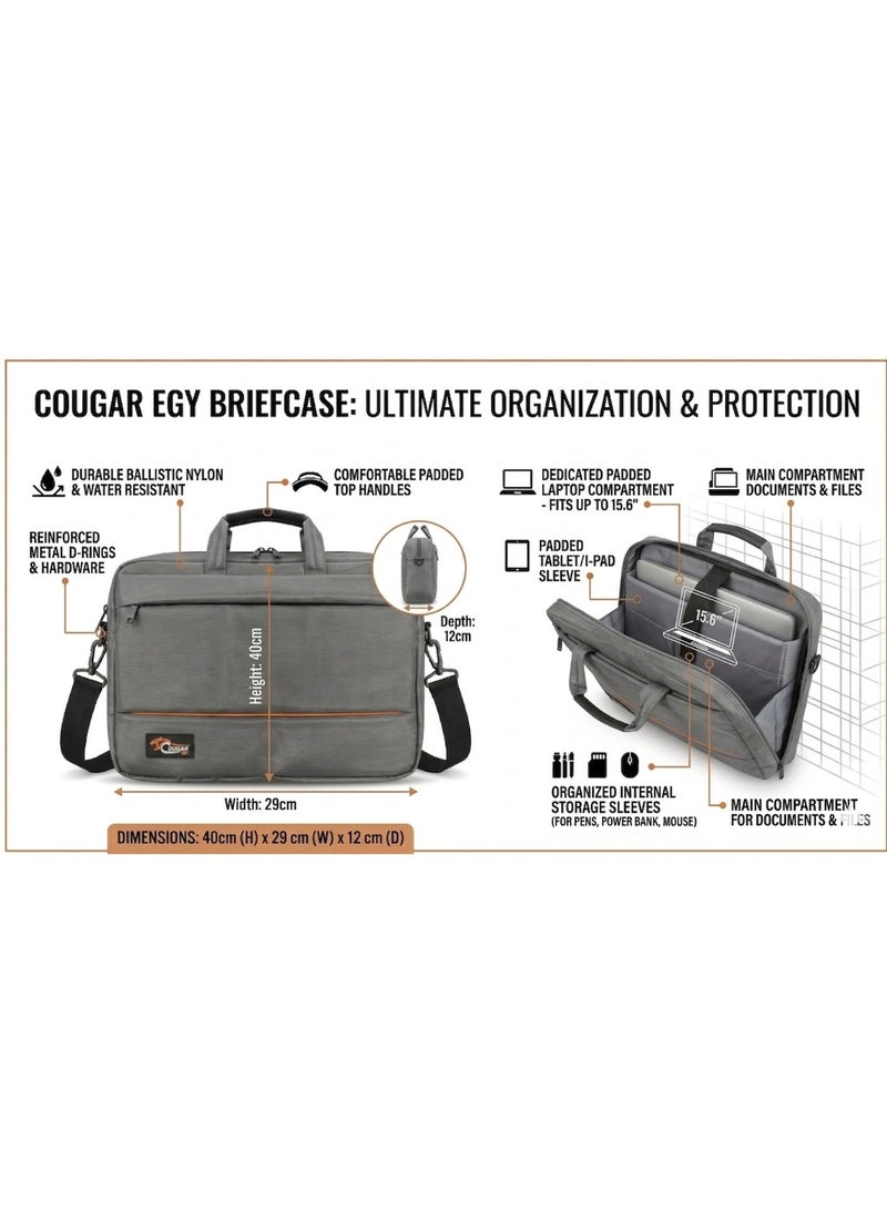 COUGAR-EGY laptop & Briefcase Bag for laptop, shoulder bag for men fits up to 15.6" (010 - grey) - Image 2