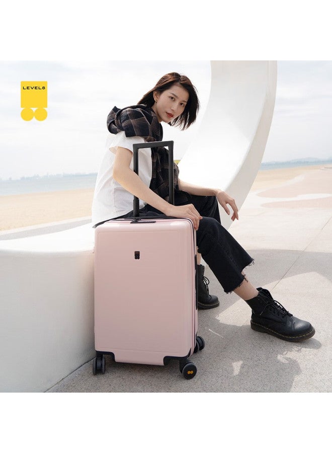 Level8 Luggage Suitcase For Men And Women, Password Lock, Student Carry-on, 20-inch Traveler Classic Pc Spinner Wheel Trolley Case, Glacier Pink - Image 1